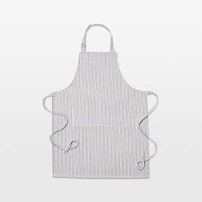 Metro Stripe Pewter Grey Cotton Apron