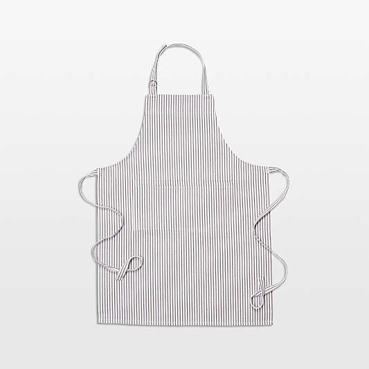 Metro Stripe Pewter Gray Cotton Apron