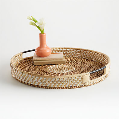 View Meza Two Toned Rattan Tray details