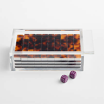 Bam Bird Boutique Tortoise Mahjong Tiles with Lucite Box