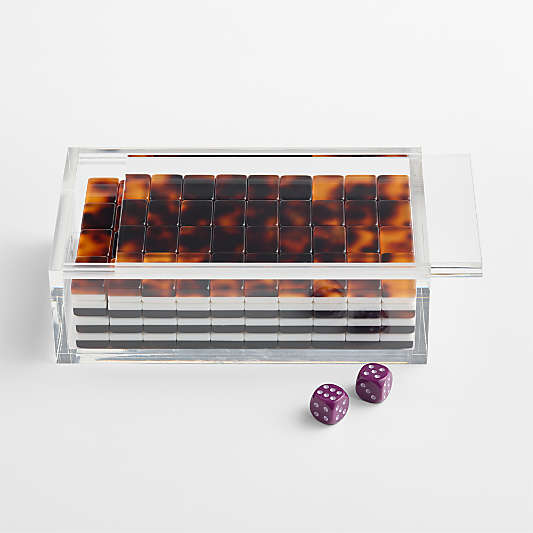 Bam Bird Boutique Tortoise Mahjong Tiles with Lucite Box