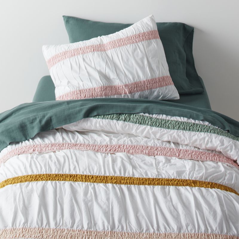 Mia Kids Organic Cotton Ruched Stripes Twin Duvet Cover