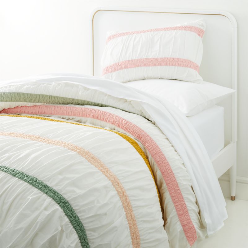 Mia Kids Organic Cotton Ruched Stripes Twin Duvet Cover