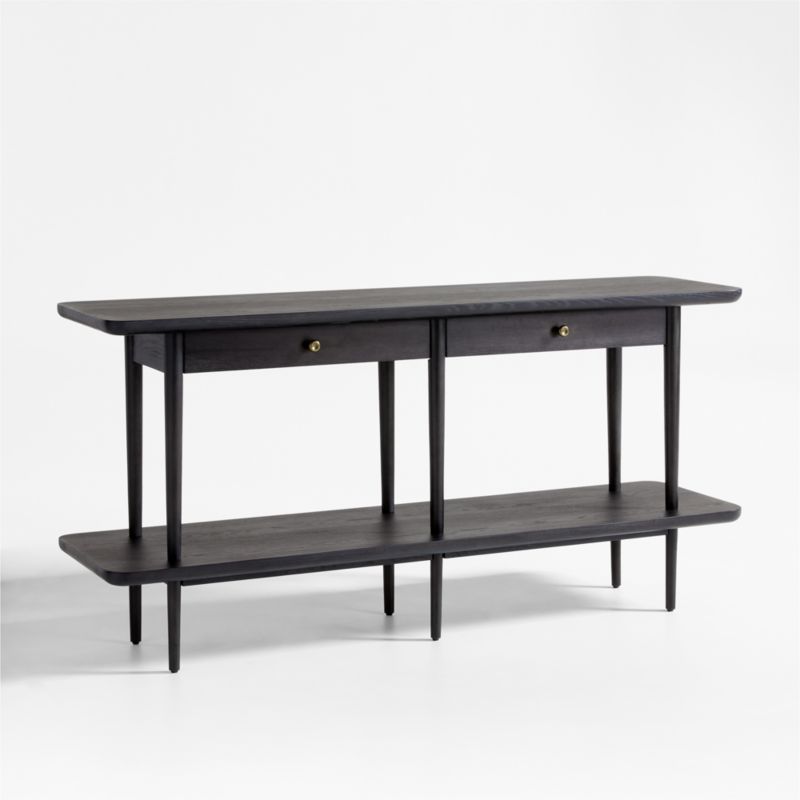 Mickell 72" Rectangular Black Wood Storage Console Table - image 9 of 12