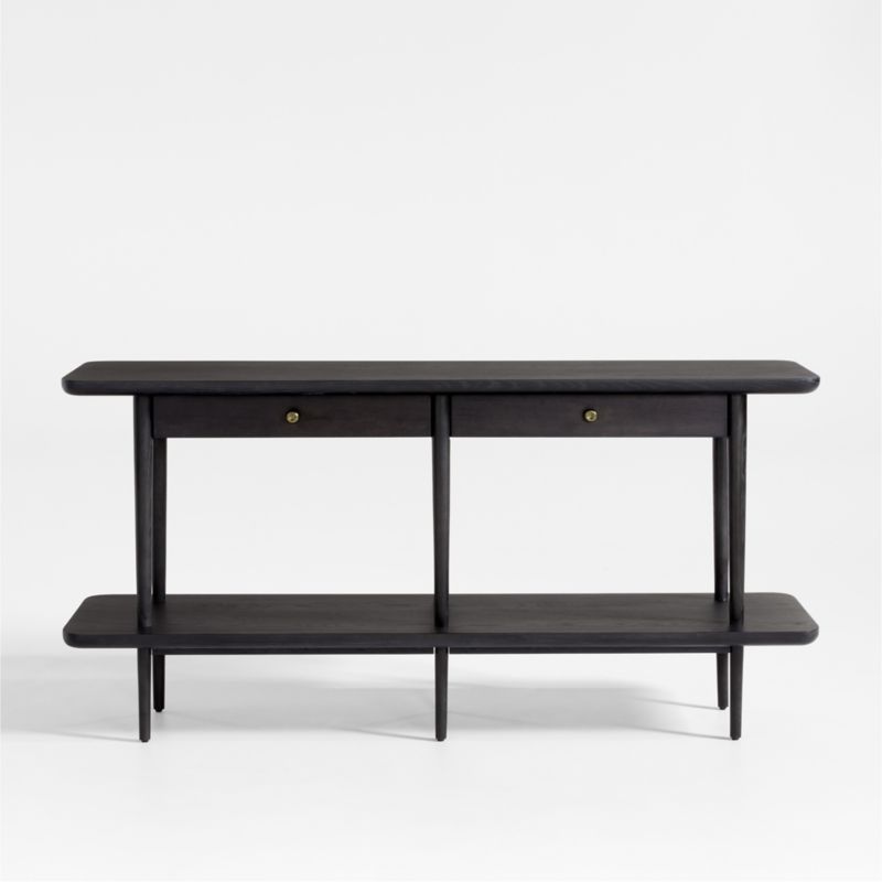 Mickell 72" Rectangular Black Wood Storage Console Table - image 0 of 12