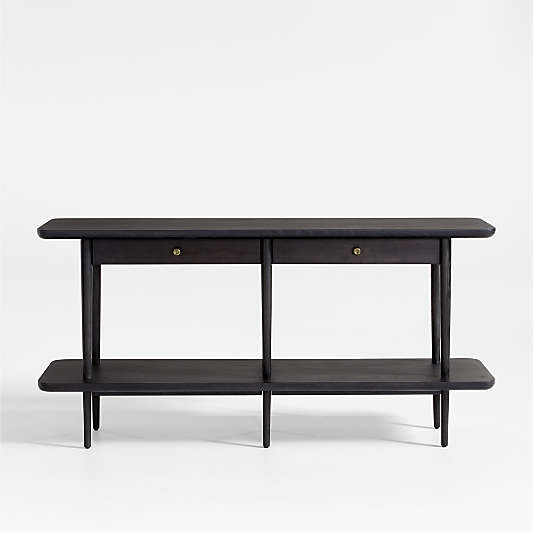 Mickell 72" Rectangular Black Wood Storage Console Table