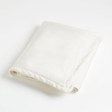 View Cream Ultra Soft Zig Zag Stitch Baby Stroller Blanket details