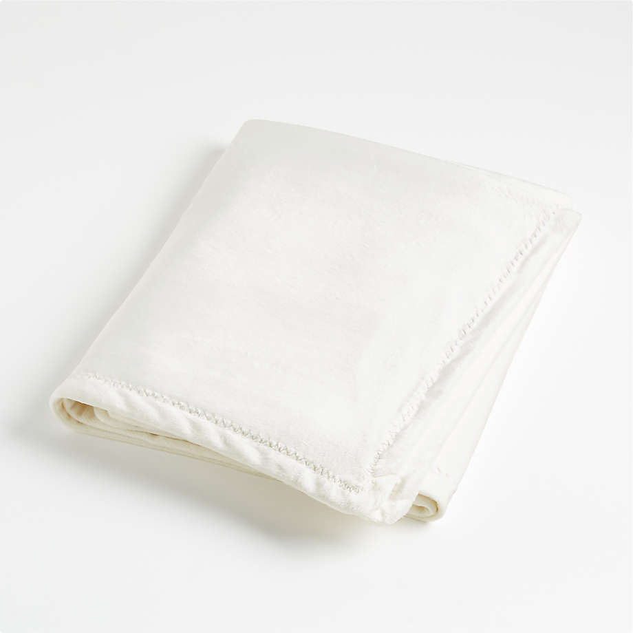 Cream UltraSoft ZigZag Stitch Personalized Baby Stroller Blanket