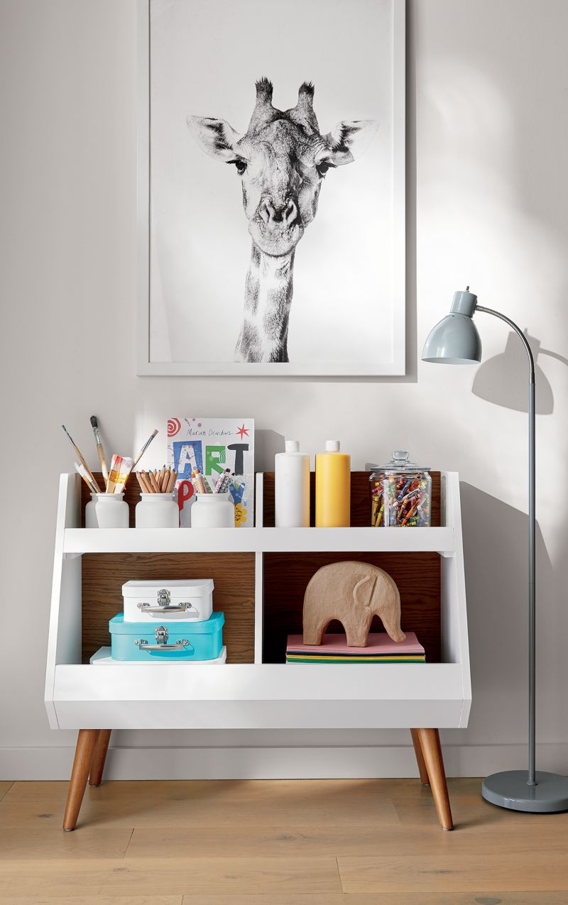 Walnut Wood and White Mid-Century 4-Cube Cubby Bookcase - image 4 of 16