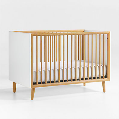 View Mid-Century Spindle Wood Baby Crib details