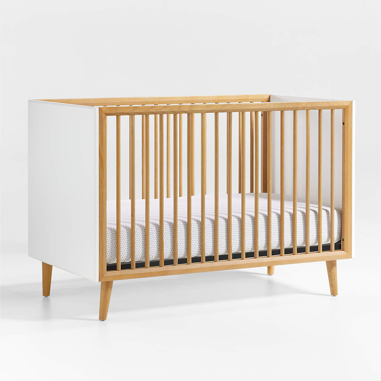 MidCentury Spindle Wood Convertible Baby Crib + Reviews Crate & Kids
