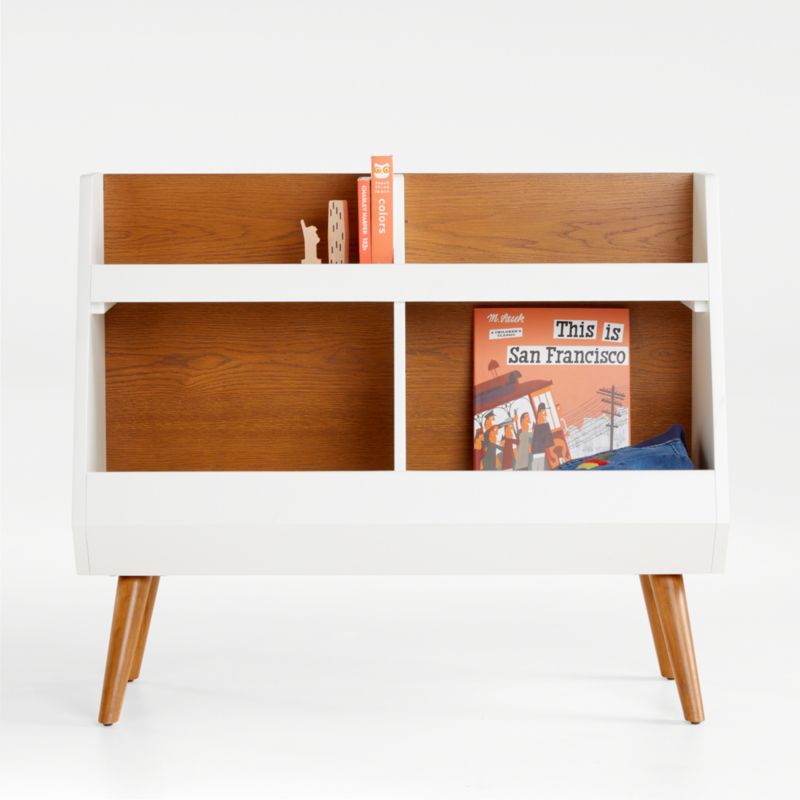 Walnut and White Mid-Century Bookcase + Reviews | Crate & Kids Canada