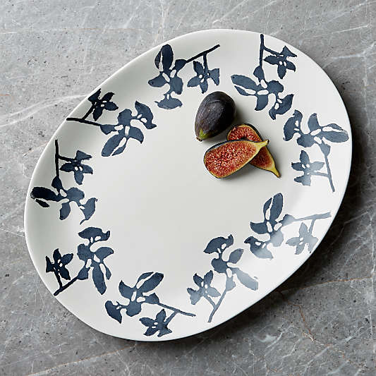 Midnight Botanical Black and White Platter