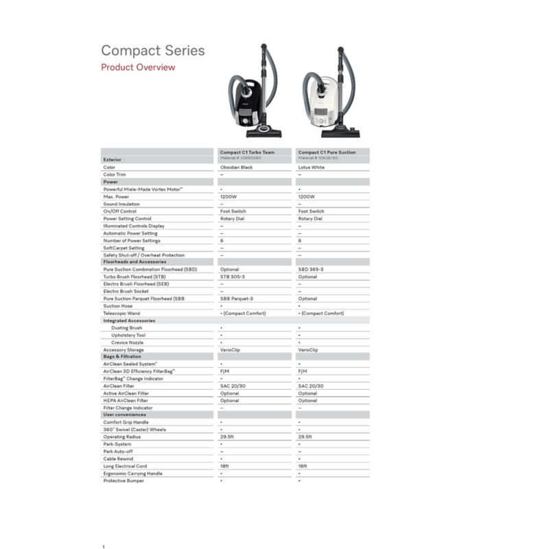 Miele Compact C1 Pure Suction Lotus White Canister Vacuum Cleaner + Reviews Crate & Barrel