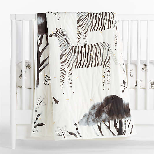 Mikumi Organic Zebra Baby Crib Quilt