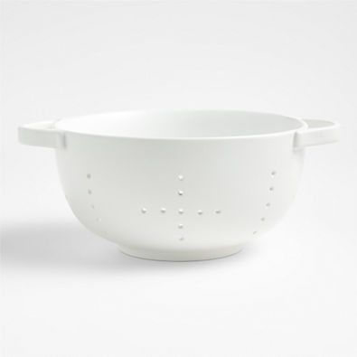 View Mila Matte White Ceramic Colander details