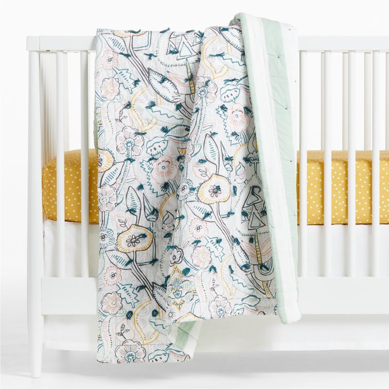 Milagro Organic Cotton Bird Baby Crib Quilt + Reviews | Crate & Kids