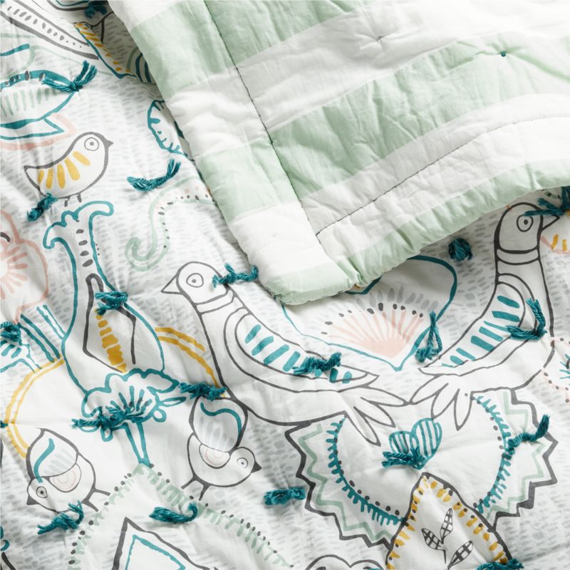 Milagro Organic Cotton Bird Baby Crib Quilt - image 7 of 8