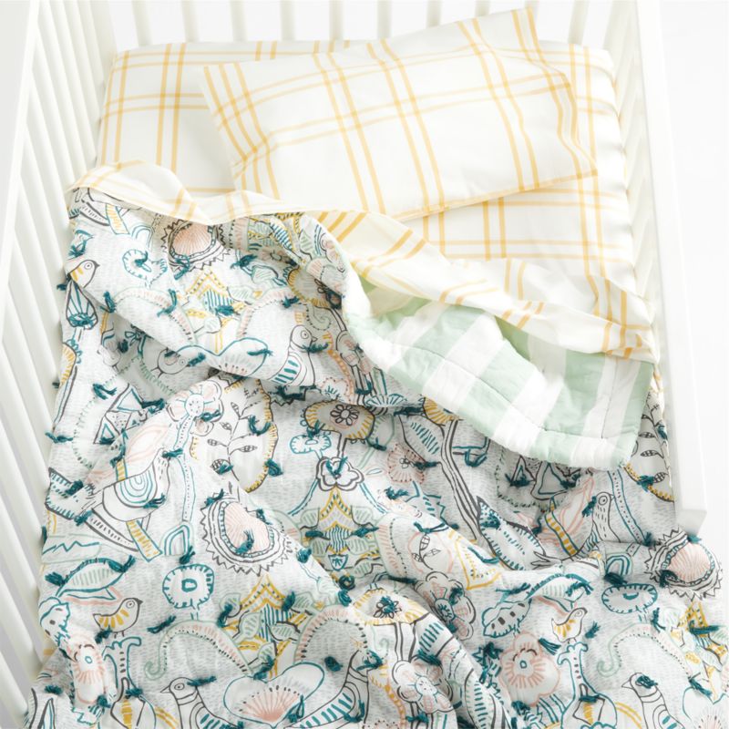 Milagro Organic Cotton Bird Baby Crib Quilt - image 4 of 8