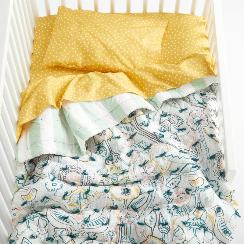 Milagro Organic Cotton Bird Baby Crib Quilt - image 3 of 8