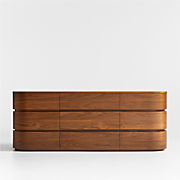 Milano 74" Natural Walnut Wood 9-Drawer Dresser