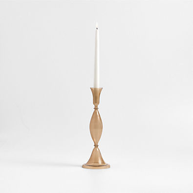 View Milano Large Amber Glass Taper Candle Holder 12.5" details