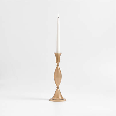 Milano Large Amber Glass Taper Candle Holder 12.5"