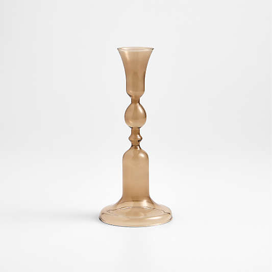 Milano Small Amber Glass Taper Candle Holder 5.2"