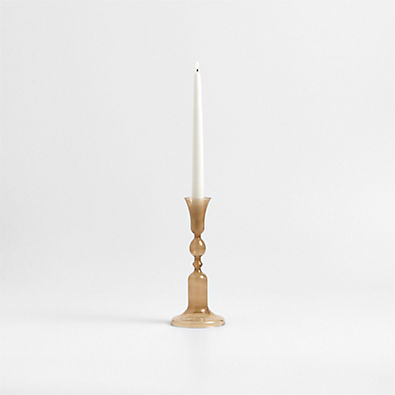 View Milano Medium Amber Glass Taper Candle Holder 9.3" details