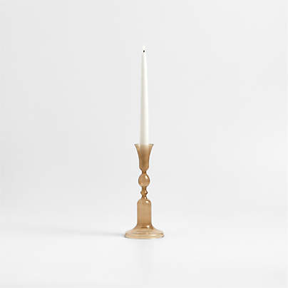 Milano Medium Amber Glass Taper Candle Holder 9.3"