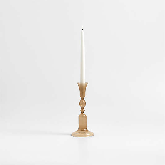 Milano Medium Amber Glass Taper Candle Holder 9.3"