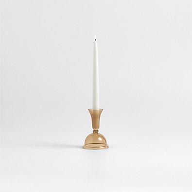 View Milano Small Amber Glass Taper Candle Holder 5.2" details