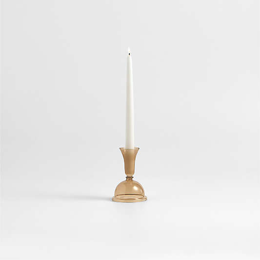 Milano Small Amber Glass Taper Candle Holder 5.2"