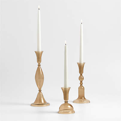 Milano Amber Glass Taper Holder, Set of 3