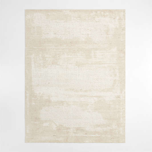 Milano Wool and Viscose Hand-Knotted Beige Area Rug 8'x10'