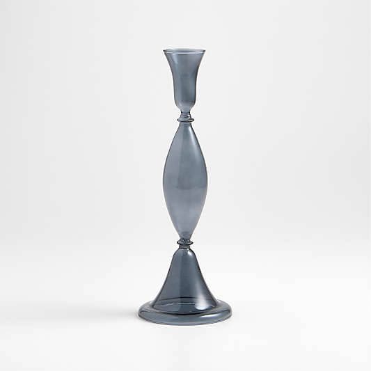 Milano Blue Glass Taper Holder, Set of 3