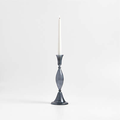 Milano Large Blue Glass Taper Candle Holder 12.5"