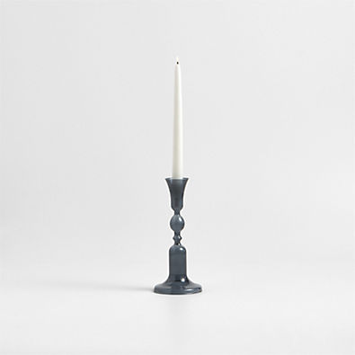 View Milano Medium Blue Glass Taper Candle Holder 9.3" details