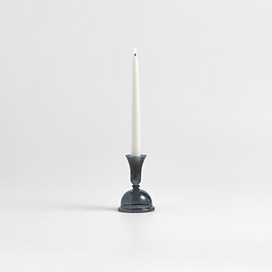 View Milano Small Blue Glass Taper Candle Holder 5.2" details