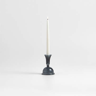 Milano Small Blue Glass Taper Candle Holder 5.2"