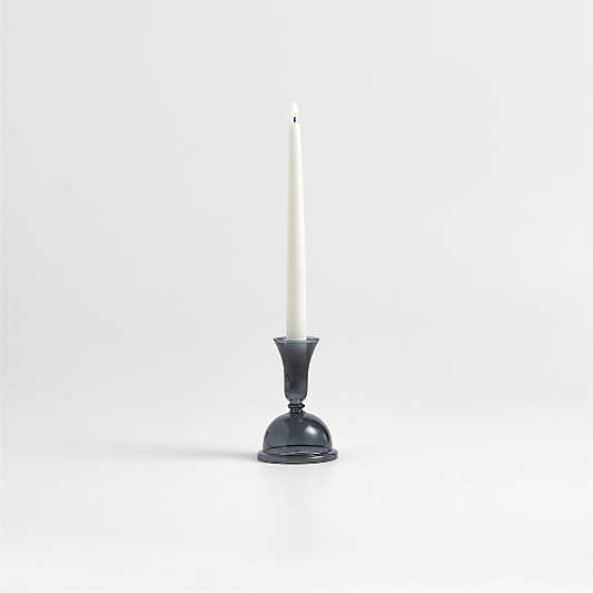 Milano Small Blue Glass Taper Candle Holder 5.2"
