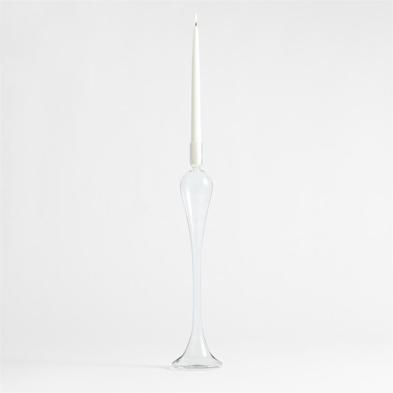 Milano Large Clear Glass Taper Candle Holder 20"