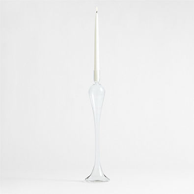 View Milano Large Clear Glass Taper Candle Holder 20" details