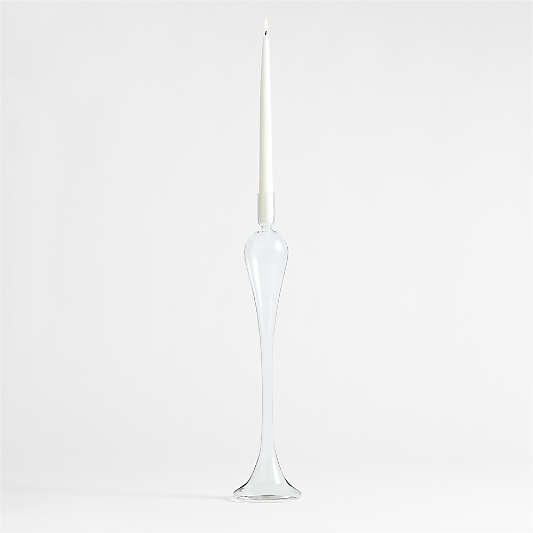 Milano Large Clear Glass Taper Candle Holder 20"