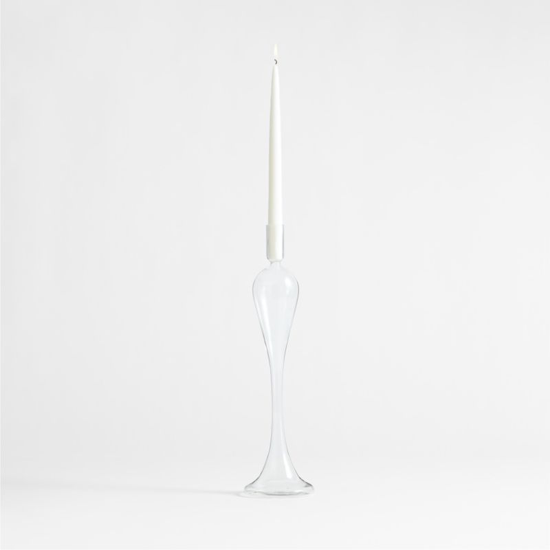 Milano Medium Clear Glass Taper Candle Holder 17"