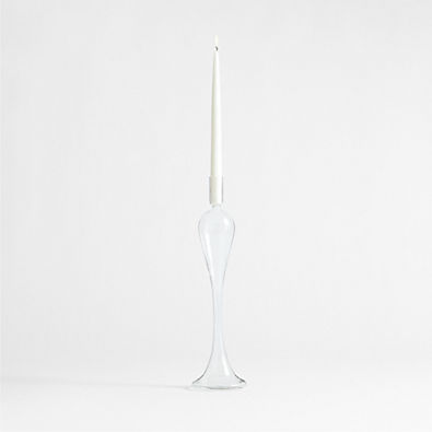 View Milano Medium Clear Glass Taper Candle Holder 17" details
