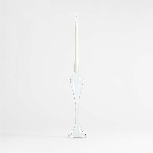 Milano Medium Clear Glass Taper Candle Holder 17"