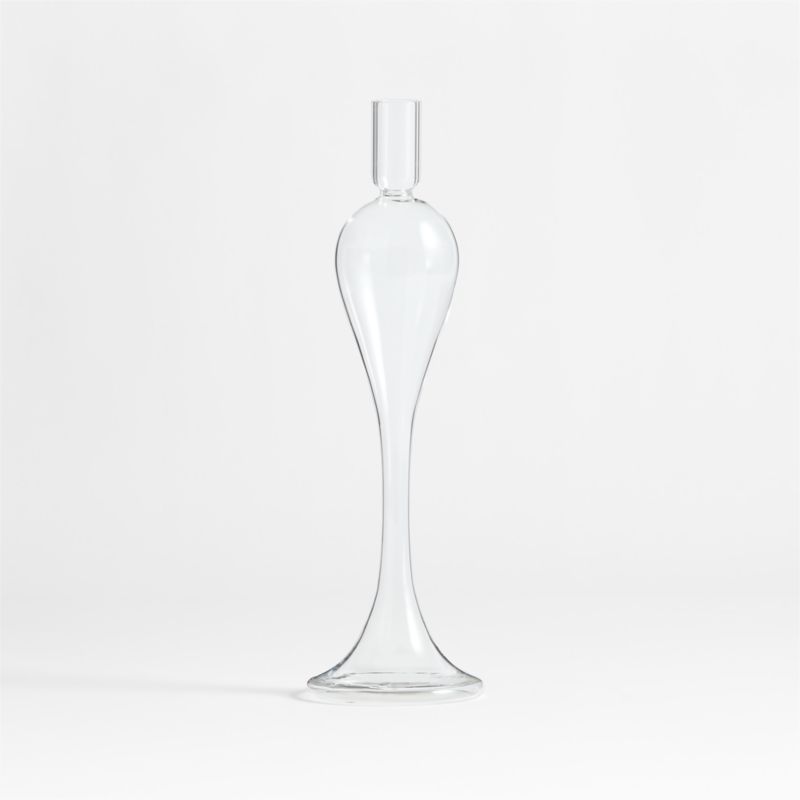 Milano Small Clear Glass Taper Candle Holder 14"