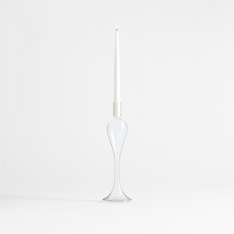Milano Small Clear Glass Taper Candle Holder 14"