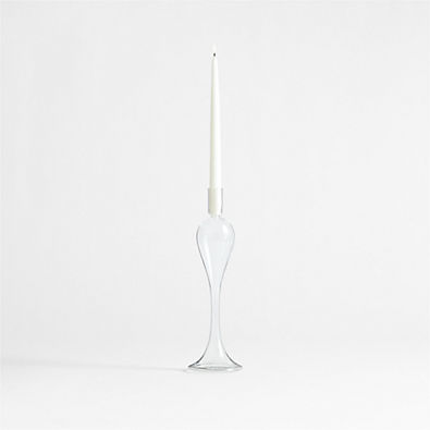 View Milano Small Clear Glass Taper Candle Holder 14" details